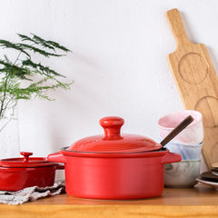2L red pot casserole stew soup porridge Korean ceramic baozaifan fire resistant stone pot casserole 2L red pot (inner black)