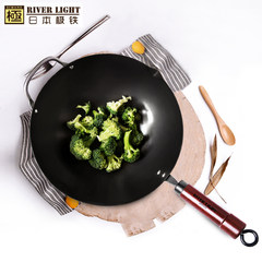 Japan RIVER LIGHT extremely iron imports Beijing pot is not rusty wok, no coating God wok 33cm 33cm is suitable for 3-5 families