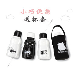 Thermos cup, ladies' stainless steel cup, portable children's creative vacuum kettle, teacup Black Moo