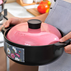 Lianyu ceramic casserole stew stew soup export Korean soup porridge pot rice casserole household heat 10 inch hotpot color dream