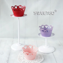 Cup Cake side heart side paper tray desserts cup cake decorating paper cups around hollow paper tray Tiffany Blue