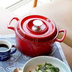 Cast iron enamel pot red 22cm deft dish white classic round pot stew pot rack send Michelin