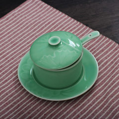 The new ceramic cup nest stew stew single shark's fin hotel tableware wholesale water stew soup Longquan celadon A single Di powder green stew