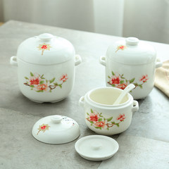 High quality ceramic bird's nest stew cup with lid, water boiling pot, inner pot steamed soup cup size, mini home glazed pot Peony 600ml send the bone china