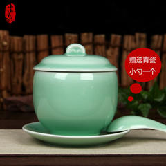 Shipping Longquan celadon Ruyi stew soup stew pot ceramic nest snow clam stew pot stew with small cap Stew pot (powder green)