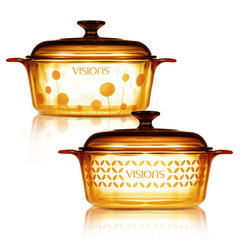Corelle VISIONS 2.25L2 crystal color transparent glass pot imported two sets of soup pot stew