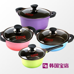 Shipping Korea nonstick pot imported uncoated smokeless cooker general ceramic milk pot casserole stew 20CM Pink Double Handle soup pot