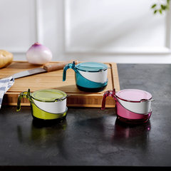 [Qing] odd good quality fiber Joel color series kitchen utensils, ceramic transparent seasoning box seasoning pot Pink