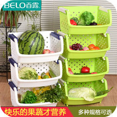 [promote] kitchen food shelf, fruit basket, fruit basket, vegetable basket, multi layer plastic White frame blue three layers (small bear head)