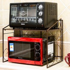 Microwave oven rack shelf iron kitchen oven rack spice rack multifunctional shelving kitchen pot rack Thickening and strengthening [bronze] send 6 S hooks