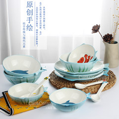 Packaged children's tableware, lovely hand-painted animal bowl, rice bowl, dessert bowl, Japanese creative ceramic gift box tableware 4 moorish idol