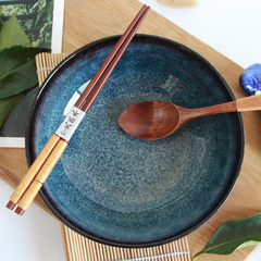 Japan style ceramic tableware bowl bowl bowl Hand-Pulled Noodle sea blue Stir-Fried Noodles with Vegetables rice bowl of salad bowl 8 inch bowl