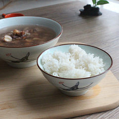 陶瓷饭碗荷叶日式系列汤碗面碗粥碗甜品碗小食碗清新创意螺纹碗 6.5寸