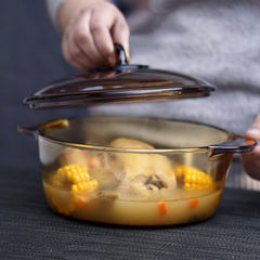 10 year warranty France imported burning glass pot stew pot pot soup pot transparent amber Amber pot 5L