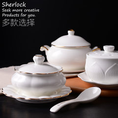 Stew water Ceramic Hotel snow clam soup tonic Zhongdai nest cover bone soup pot stew of pure gold line Gold [330ml petals] no disk without spoon