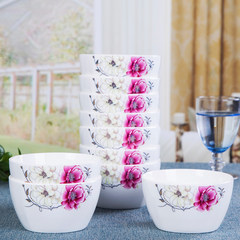 Jingdezhen ceramics tableware bowl set Korean bone china bowl 10 bowl creative combination microwave oven Purple meet square bowl 10
