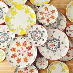 欧式创意牛排西餐盘子家用陶瓷餐具卡通圆平盘日式菜盘深盘水果盘 柠檬小碟子