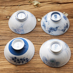 Four sets of imported Japanese blue and white bowls of cups and vegetables Ziyang flower bowl (12*5.5cm)