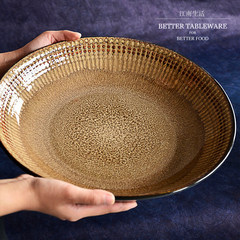 Fambe ceramic bowl hand thread Japanese Udon large bowl of noodle soup bowl Hand-Pulled Noodle horn hat Market Bowl hats