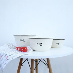 Recommended ~ Nordic minimalist black and white ceramic imitation enamel bowl wind salad bowl bowl dish tableware NO 1 bowls, 19.5CM in diameter, 1.7L full