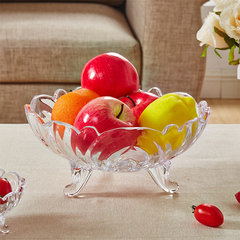 Creative living fruit plate crystal glass compote European modern minimalist candy snacks dish melon seed tray fruit bucket Large three claw fruit bucket one