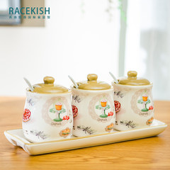 Rui Shikai Poetry Garden ceramics seasoning jar set creative kitchen condiment pot flavoring pot set Cake seasoning jar