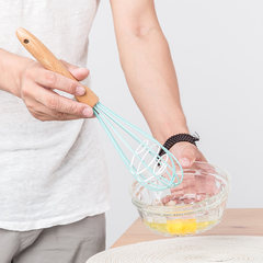 Household manual butter egg whisk, creative wooden handle, silica hand handle, baking kitchen gadget Silicone egg beater