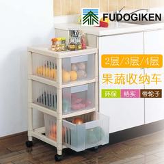 Japan imported FUDO kitchen, fruit and vegetable storage rack, vegetable shelves, multi-functional plastic rack, 4 layer pulley 4 layers made in Japan