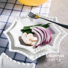 White ceramic creative Western-style food pasta dish dish irregular cakes melon dish hotel style tableware 10 inch starfish tray