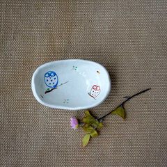 Japanese imports of ceramic tableware painted red painted oval bowl bowl bowl of rice bowl bowl restaurant dessert bowl style