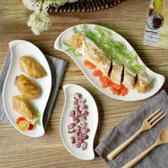 Hotel Western-style food tableware white ceramic plate creative snacks Japanese sushi plate special dish dish plate of chicken wings Medium (9.75 inches)