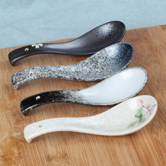 Ceramic spoon spoon spoon spoon spoon Japanese Korean small household porcelain tableware porcelain Restaurant Black cherry blossoms