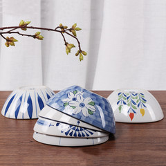 Japanese style tableware, Korean creative rice bowl, pair of bowls of ramen, underglaze blue and white porcelain, exquisite home value super large blueberries