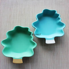 2007| export single tree shape ceramic bowl Matt baking bowl dessert bowl Light green