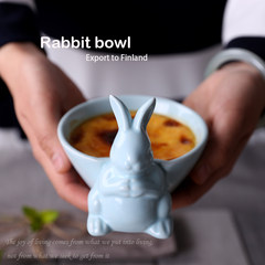 Gardenia cartoon rabbit soufflee baking bowl pudding bowl baking oven dessert salad bowl of ceramic tableware Blue rabbit