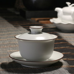 The ancient ceramic matte white porcelain tureen SUCCHI fat Kung Fu tea cup teapot tea bowl large bowl Fat white auspicious clouds covered