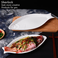 Home style western style ceramic fish dishes, large Chinese cabbage dishes, home long dishes, set dishes Large fish [2.5] 4-5 disc for Jin fish