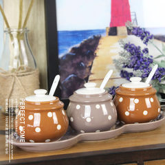 American style European Ceramic seasoning jar, salt jar, monosodium glutamate jar, seasoning jar, bottle Kit