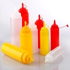 The sauce bottle plastic squeeze bottle squeeze bottle decorating mouth butter chocolate sauce jam salad seasoning bottle bottle 9 red, yellow and white