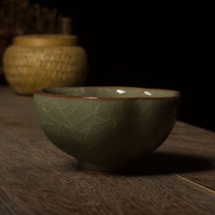Longquan celadon kiln tire iron rice bowl Chinese tableware ceramics creative art collection ice crack plum bowl Blue 400ml