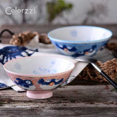 Kellogg, ceramic tableware bowl bowl Steamed Rice soup salad bowl bowl bowl set Hand-Pulled Noodle cartoon Pink