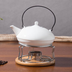 European style ceramic tea set, scented tea pot, flower pot, warm shelf frame, glass teapot base, candle holder Bright white [simple packaging] -340ML