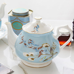 英式下午茶骨瓷茶壶咖啡壶陶瓷花草茶壶欧式复古田园创意壶 蓝底蒲公英中茶壶