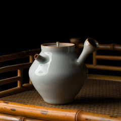 Jingdezhen all hand made small Jinding rock mud side pot teapot pot tea, horizontal hand urgent must ceramic tea set