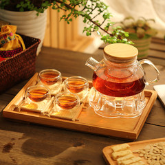 Natural style of high borosilicate glass tea pot red glass teapot teapot heating cooking tea set Single cup holder