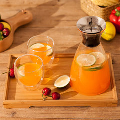 Natural style of heat-resistant glass jug of cold water pot teapot tea pot package to sell fruit 1L pot +250ml cup 2 + tray