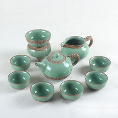Celadon ceramic tea tea set Ge Mei Ziqing relief dragon teapot fair cup of tea cup