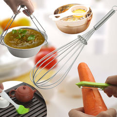 Dish elevator, stainless steel whisk, egg separator, silicone brush, paring knife combination, kitchen gadget package mail Five 5 sets of kitchen