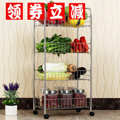 Stainless steel kitchen shelf mobile landing and put the vegetable basket 3 layer multilayer shelf Vegetable & Fruit kitchen storage rack Two layers long, 42 wide, 27 43cm high, without pulleys
