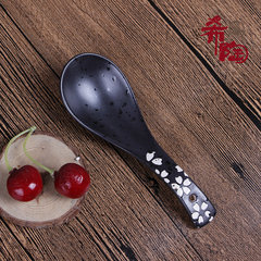 黑色陶瓷餐具 韩式汤勺子 日式家用短柄餐勺 创意调羹 汤匙调味勺 黑色陶瓷汤勺1支